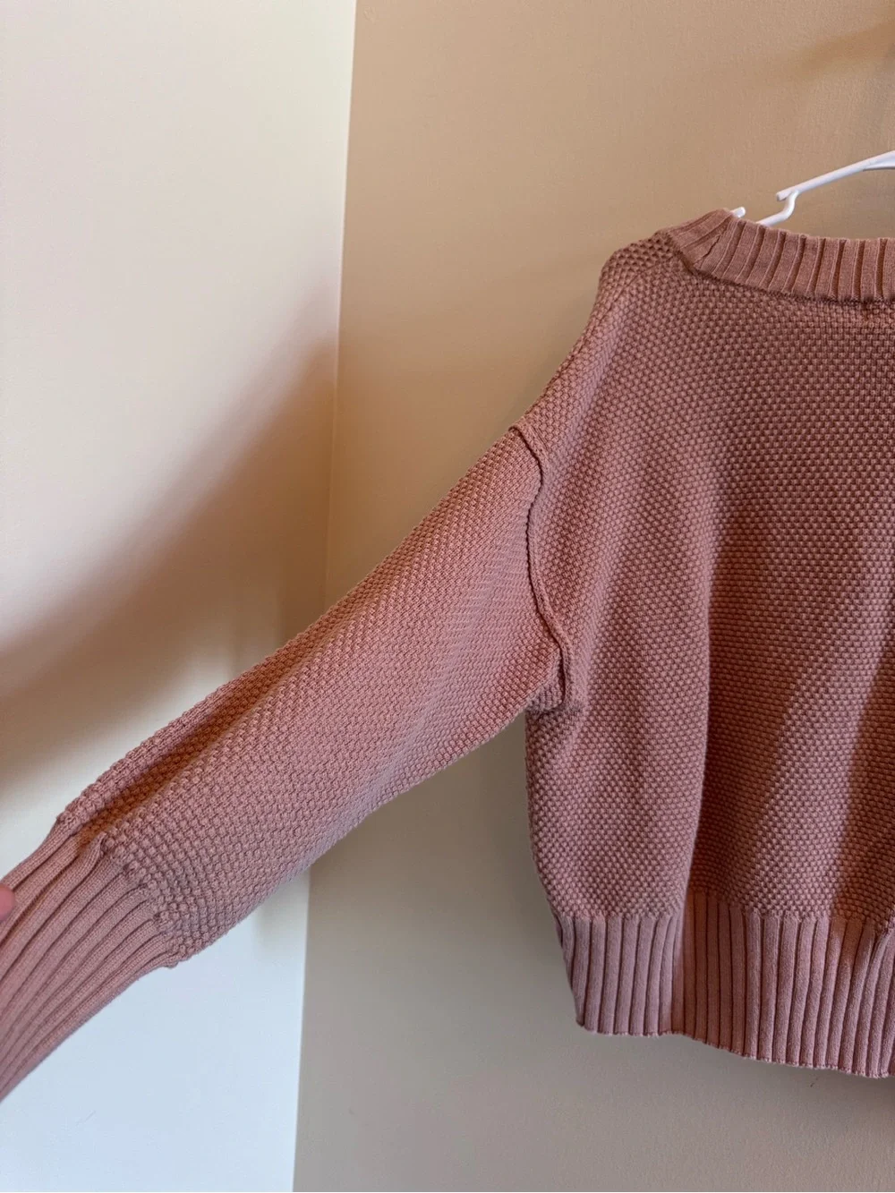FP Beach Textured Button-Front Cardigan Sweater in Mauve